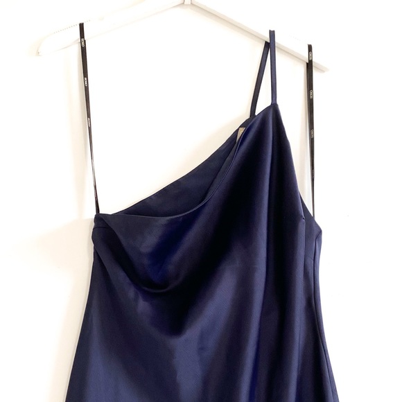 ASOS Navy One Shoulder  Midaxi Dress in Satin, 10 - Picture 6 of 12